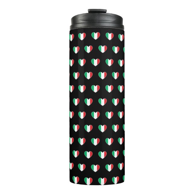Bouteilles Isothermes Italian Flag Heart Repeat Pattern Black (Devant)