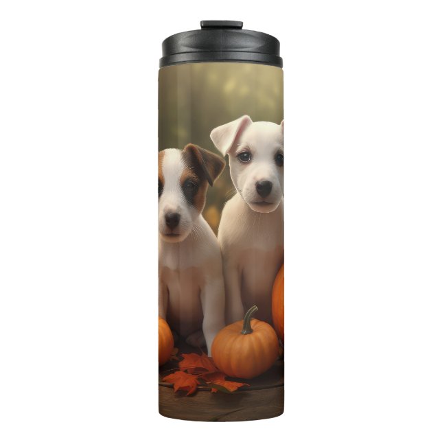 Bouteilles Isothermes Jack Russell Puppy Automne Citrouille de plaisir (Devant)