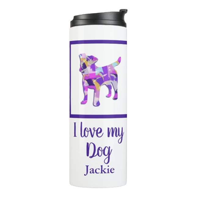 Bouteilles Isothermes Jack Russell Terrier Chien Silhouette Purple PY&B (Tourné sur la gauche)