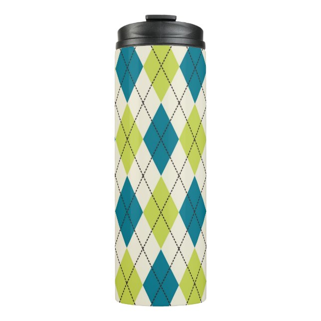 Bouteilles Isothermes Jacquard bleu et vert (Devant)