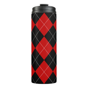 Bouteilles Isothermes Jacquard preppy Tartan Diamond Plaid Rouge Noir