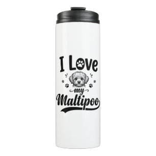 Bouteilles Isothermes J'adore mon design de chien vintage gravure Maltip