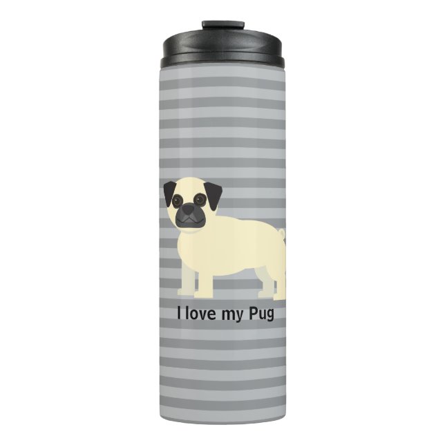 Bouteilles Isothermes J'adore mon Pug Gray Lined (Devant)
