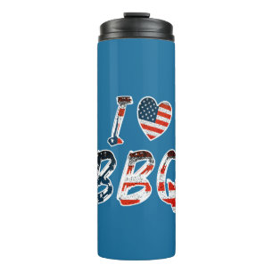 Bouteilles Isothermes J'aime le barbecue, patriotique américain