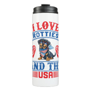 Bouteilles Isothermes J'aime les Rotties et les USA