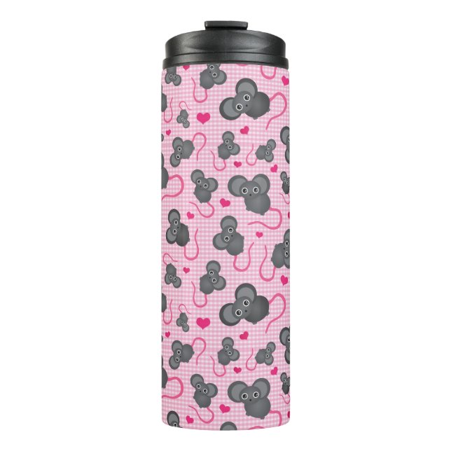 Bouteilles Isothermes J'aime mon motif de souris dans le rose (Devant)