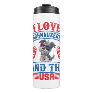 Bouteilles Isothermes J'aime Schnauzers et les USA
