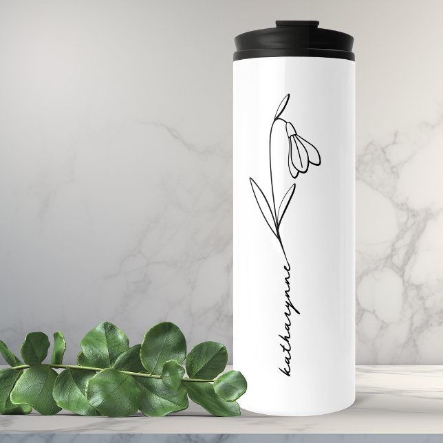 Bouteilles Isothermes Janvier Anniversaire Mois Neige Fleur de naissance (January Birthday Month Snowdrop Birth Flower Thermal Tumbler)
