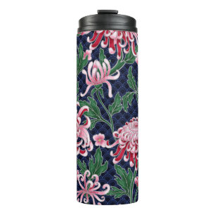 Bouteilles Isothermes Japonais Chrysanthemum Peonies Motif Vintage
