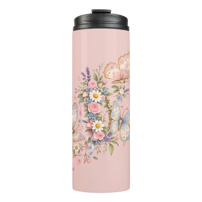 Bouteilles Isothermes Jardin d'anniversaire papillon pastel  (Devant)