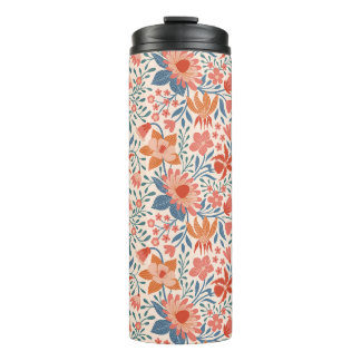 Bouteilles Isothermes Jardin de corail et de sarcelle sur fond beige dou