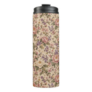 Bouteilles Isothermes Jardin de roses botaniques vintage et motif papill
