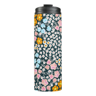 Bouteilles Isothermes Jardin fleuri avec roses et fleurs sauvages. Vinta