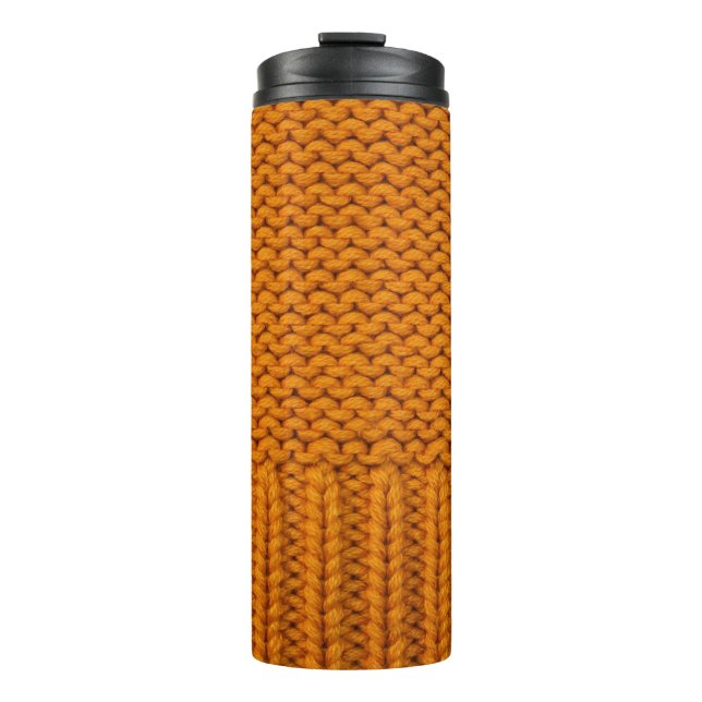 Bouteilles Isothermes Jaune clair : texture tricotée artisanale. (Devant)