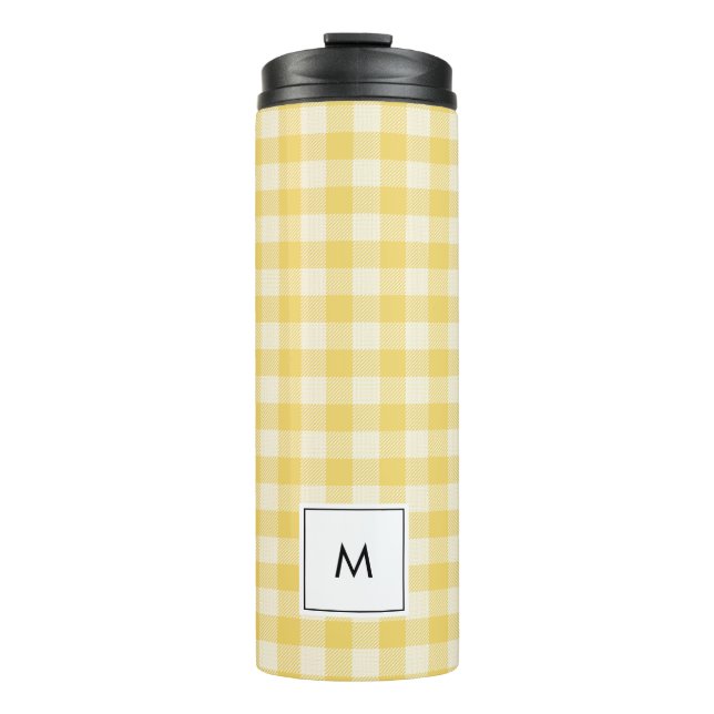 Bouteilles Isothermes Jaune En vichy Plaid Monogramme Thermique Tumbler (Devant)