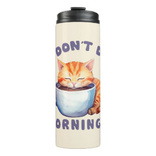 Bouteilles Isothermes Je ne fais pas les matins - Chat orange mignon ave