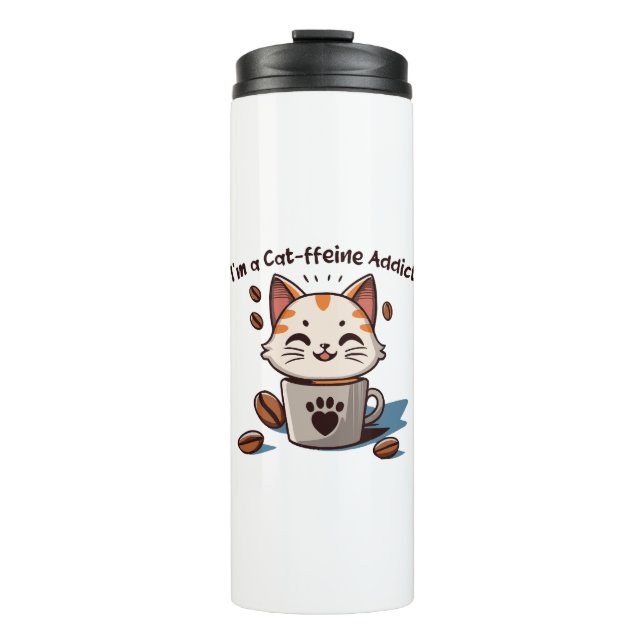 Bouteilles Isothermes Je suis accro à la Cat-fféine (Devant)