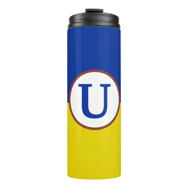 Bouteilles Isothermes Je suis avec l'Ukraine drapeau bleu jaune monogram (Devant)