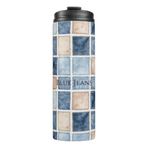 Bouteilles Isothermes Jean bleu en denim de crème factice