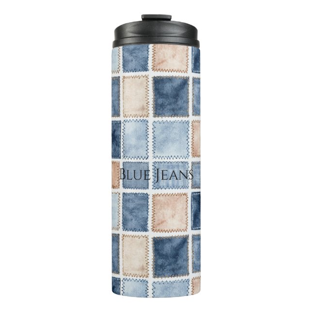 Bouteilles Isothermes Jean bleu en denim de crème factice (Devant)