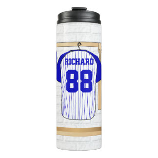 Bouteilles Isothermes Jersey de baseball bleu et blanc personnalisé