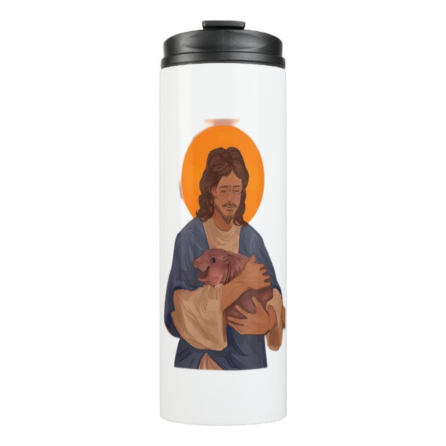 Bouteilles Isothermes Jésus aime Moo Deng T-Shirt (Devant)