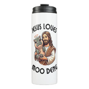 Bouteilles Isothermes Jésus aime Moo Deng T-Shirt_3