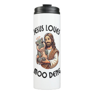 Bouteilles Isothermes Jésus aime Moo Deng T-Shirt_3