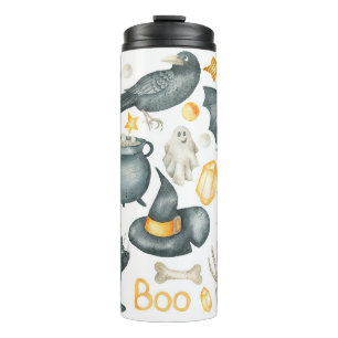 Bouteilles Isothermes Jeu d'Halloween : chauve-souris, chat noir, araign