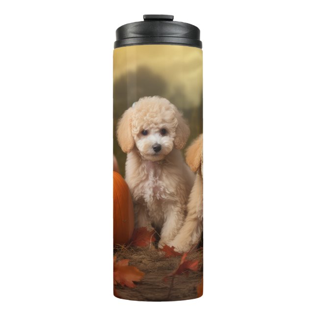 Bouteilles Isothermes Joie d'automne chiot caniche citrouille (Devant)