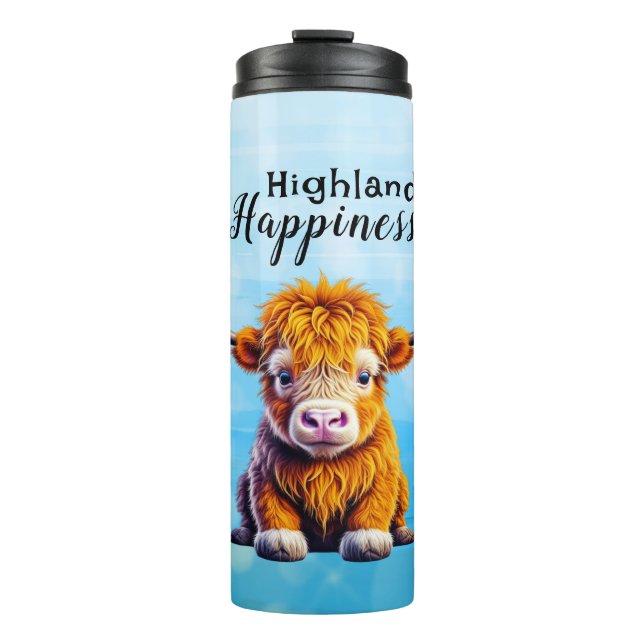Bouteilles Isothermes Joie des Highlands | Bébé Vache Mignonne (Devant)
