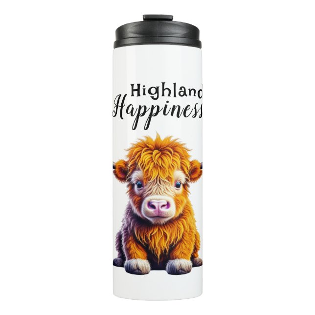Bouteilles Isothermes Joie des Highlands | Bébé Vache Mignonne (Devant)