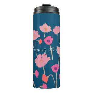 Bouteilles Isothermes Joli Anniversaire Floral Moderne Avec Âge Personna