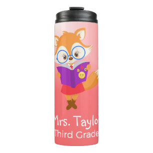 Bouteilles Isothermes Joli cadeau d'enseignant rose avec Fox