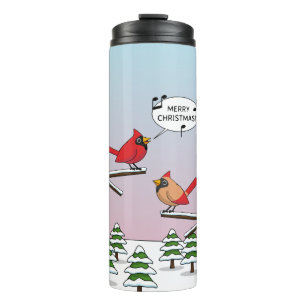 Bouteilles Isothermes Joli Cardinal Rouge chanter Joyeux Noël