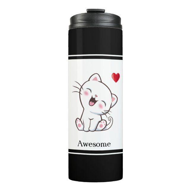 Bouteilles Isothermes Joli Chat Chaton & Cœur (Devant)