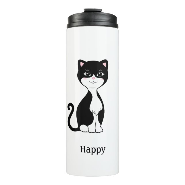 Bouteilles Isothermes Joli chat en smoking heureux (Devant)