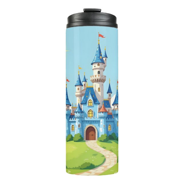 Bouteilles Isothermes Joli château bleu et blanc (Devant)