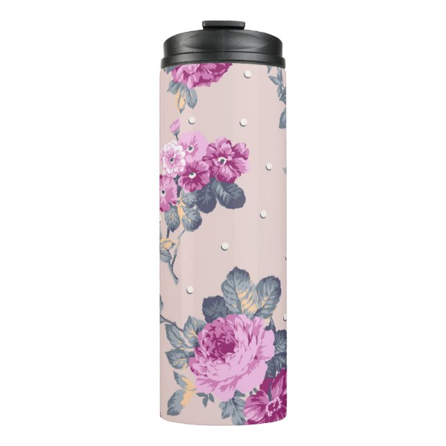 Bouteilles Isothermes joli design de fleur illustration textile art, pat (Devant)