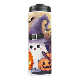 Bouteilles Isothermes Joli fantôme d'Halloween avec chapeau de sorcière 