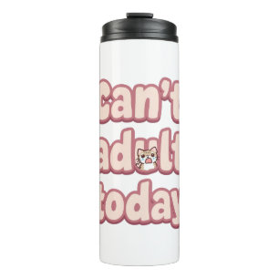 Bouteilles Isothermes Joli Graphique Rose avec Chat qui Regarde