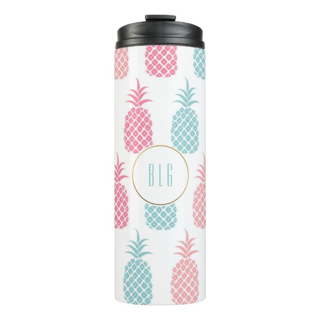 Bouteilles Isothermes Joli Monogramme d'ananas Tropical Moderne (Devant)