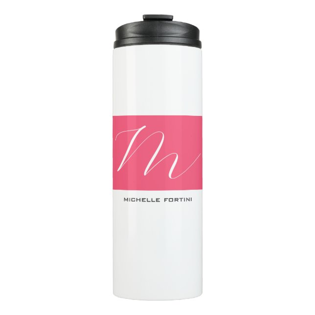 Bouteilles Isothermes Joli Monogramme rose blanc moderne (Devant)