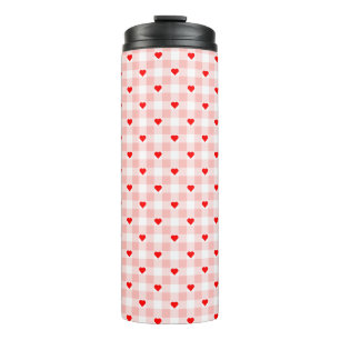 Bouteilles Isothermes Joli motif à carreaux rose cœur Rétro