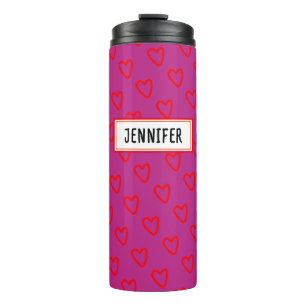 Bouteilles Isothermes Joli Motif de Cœur Rose Rouge avec Étiquette de No