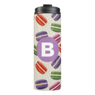 Bouteilles Isothermes Joli motif de macaron pointillé violet monogramme
