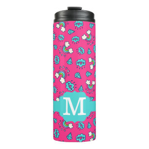 Bouteilles Isothermes Joli motif de monogramme avec arc-en-ciel, cœurs e