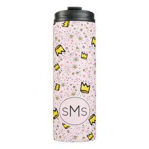 Bouteilles Isothermes Joli motif de monogramme couronne gribouillée rose