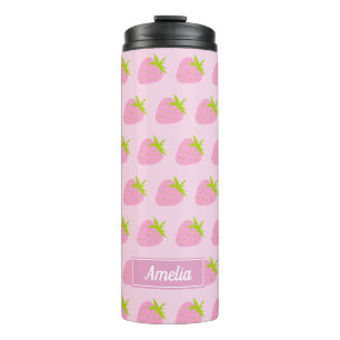 Bouteilles Isothermes Joli motif personnalisé de fraises roses féminines