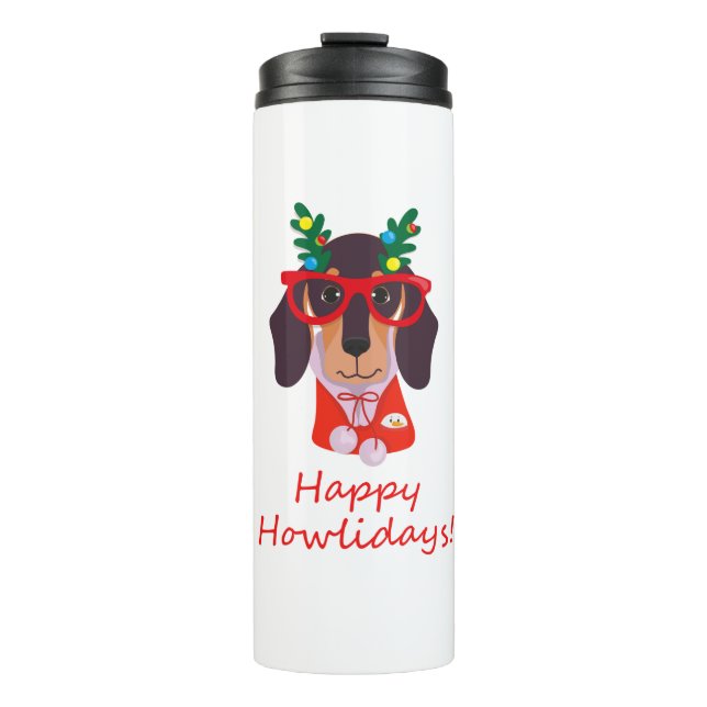 Bouteilles Isothermes Joli Noël Joyeux Howlidays Doxie Dachshund Chien (Devant)
